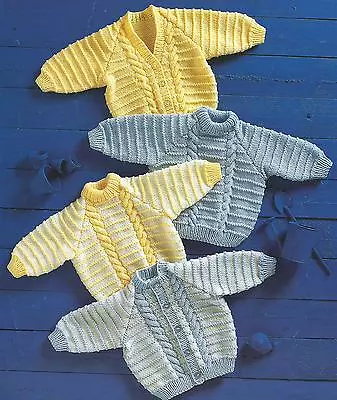 Baby Aran Knitting Pattern Cardigans And Sweaters Cables 18-26  Boys Girls  300 • £2.09