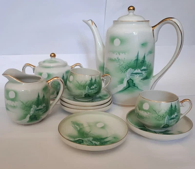 £29 • Buy Vintage Japanese Hayasi Kutani Demitasse Porcelain Coffee Set/Tea Set Oriental 