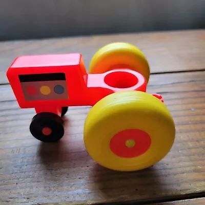 Vintage Fisher Price Farm Toy Small Plastic Tractor Orange Yellow • $5.99