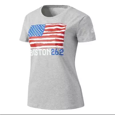 Adidas Women's US Flag Boston Marathon 26.2 T-Shirt NWT • $41.11