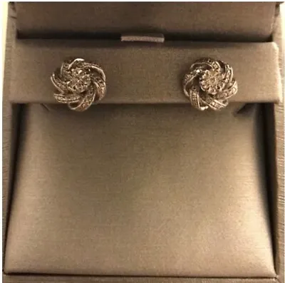 Zales Diamond Twisted Knot Flower Cluster Stud Earrings • $76