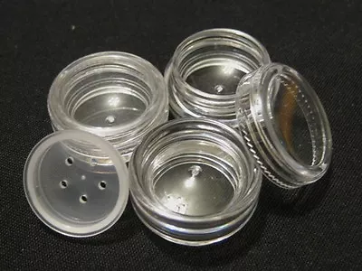 3 Gram Clear Jar With Screw On Lid & Sifter SET Of 5 Makeup Spices Beads Crafts • $2.48