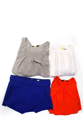 Zara Womens Blouses Sweatshirt Short Shorts White Orange Blue Medium Large Lot 4 • $34.01