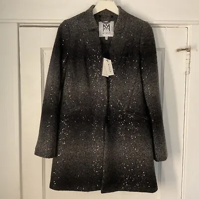 Milly Sequin Wool Angle Coat Charcoal Long Blazer Ombre Size 6 New With Tags • $179.99
