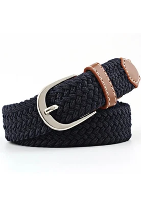 £4.99 • Buy Women Ladies Unisex Elasticated Belts Canvas Stretch Elastic Braided Belt Buckle