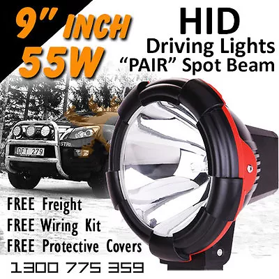 HID Xenon Driving Lights - Pair 9 Inch 55w Spot Beam 4x4 4wd Off Road 12v 24v • $260.31