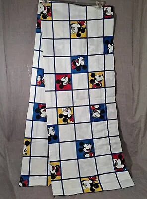 Vintage Disney Mickey Mouse  Window Valance Curtain White Blue 84” X  14  USA • $22.95