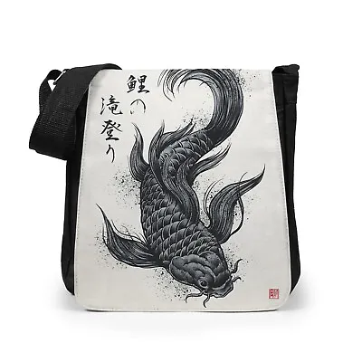 Japanese Ukiyo-e Bag Koi Carp Fish Tablet Crossbody Messenger Shoulder Reporter • £24.99