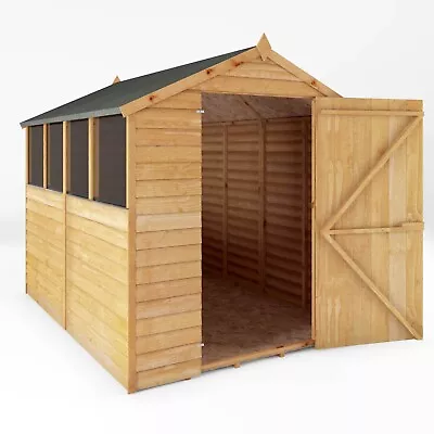 8x6 WOODEN GARDEN SHED APEX ROOF FELT WINDOWS FLOOR SINGLE DOOR STORAGE 8ft 6ft • £389.94