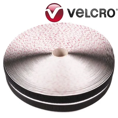 VELCRO® Brand 20mm X 25m HOOK & LOOP TAPE Sticky Back Adhesive Hang Colour BLACK • £38.15