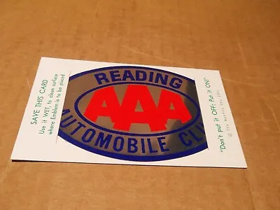 3 VTG AAA Motor Club Reading 80's 90's Car Decal Reflect Bumper Sticker • $10