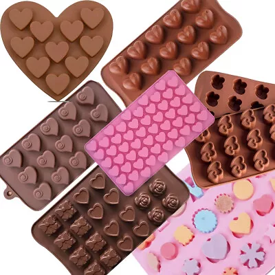 Love Hearts Rose Flowers Silicone Mould Chocolate Fondant Jelly Ice Cube Mold • £0.99