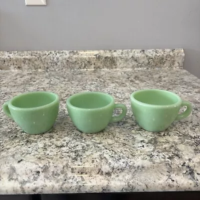 Lot Of (3) Vintage Fire King Jadeite Heavy C-Handle Coffee Cups • $54.99