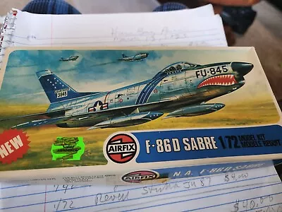 33 Percent Drop! Pre Owned Airfix F-86D Sabre 1/72 Scale Kit OPEN BOX 02061-1 • $10.99