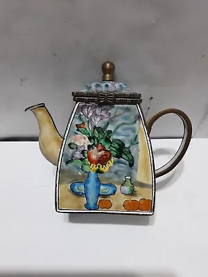 $12 • Buy Vintage Kelvin Chen Enamel Over Copper Miniature Tea Pot