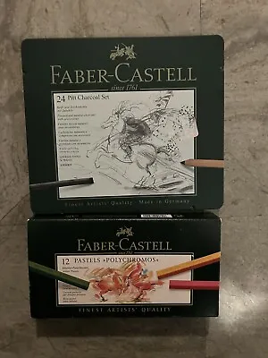 Faber Castle 24 Pitt Charcoal Set & 12 Pastel Set  New FLAW Made In Germany • $29.92