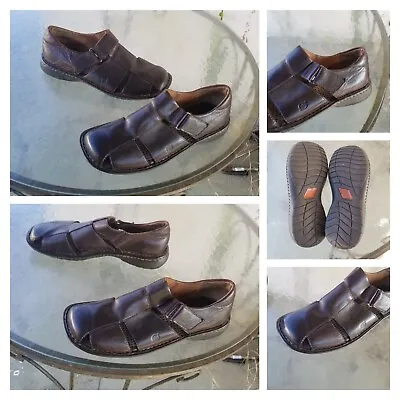Born Fisherman Sandals Mens 9 Brown Leather Comfort Slip On Adjustable Close Toe • $33.88