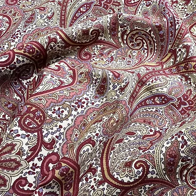 Cotton Fabric - Burgundy Red & Ivory Paisley Print - Craft Dress Fabric Material • £5.99