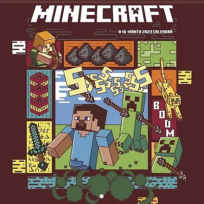 2023 Minecraft Wall Calendar 12  X 24  Open By Date Works FAST DELIVERY • $15