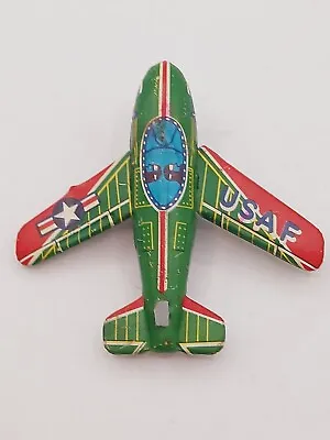 Vintage Tin Litho Friction Toy Airplane USAF  3.5  Inches  • $25