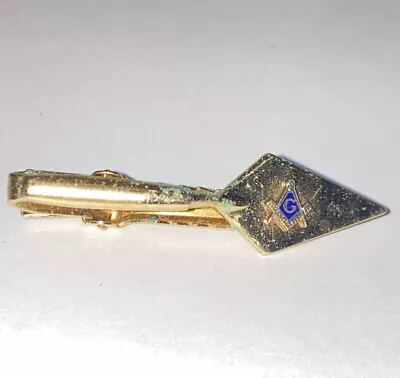 Vintage Anson Freemason Masonic Goldtone Trowel Clip Tie Bar • $18.99