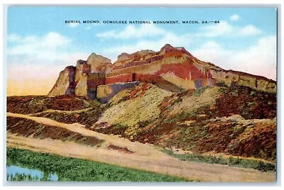 C1940 Burial Mound Ocmulgee National Monument Macon Georgia GA Unposted Postcard • $9.72