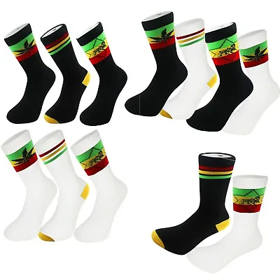 £4.99 • Buy 2-3-4 Pack Rasta Stripe Lion Of Judah Ganja 420 Leaf Socks - One Size- UK 6-11 