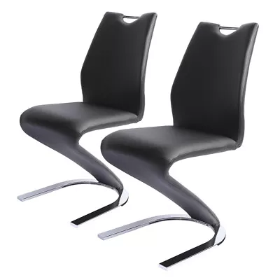 JIEXI 2PC Modern PU Leather Armless Ergnomic Chair Dining Kitchen Room Steel Leg • $226.95