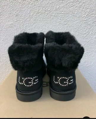 Nwob Ugg *read* Classic Mini Crystal Bling Suede/ Sheepskin Boots R8 L7 • $68