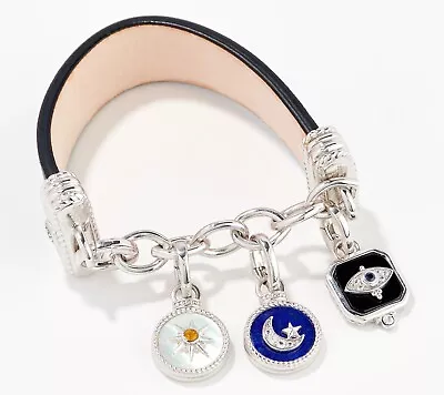 Judith Ripka Sterling Silver LUCKY Leather Bracelet With Charms For Women • $319.99