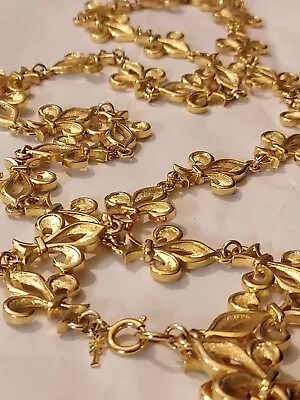 Vintage Crown Trifari Gold Tone Fleur-de-lis Necklace • $600