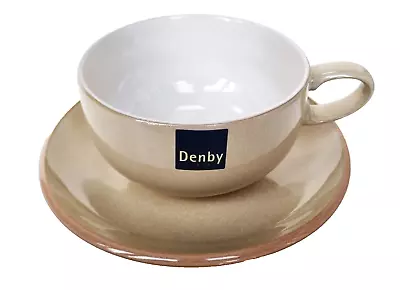 NEW Denby Pottery  Saucer Plate & Cappucino Cup Set 2pcs CARAMEL PLain Teacup • £19.99