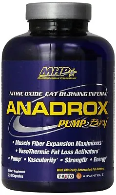 £59.49 • Buy MHP Anadrox Pump & Burn Nitric Oxide Fat Burning Inferno Strength | 224 Capsules