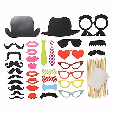 Latest 32pcs Party Masks Photo Booth Mustache Lips On A Stick Birthday Props K • $7.10