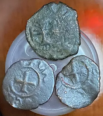 Medieval Unidentified Bronze Coins W/CROSS-Lot Of 3-You Identify!-FREE SHIPPING • $15