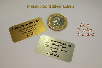£4.29 • Buy 260 Personalised Printed Sticky Address Labels Gold Metallic Silver Stickers