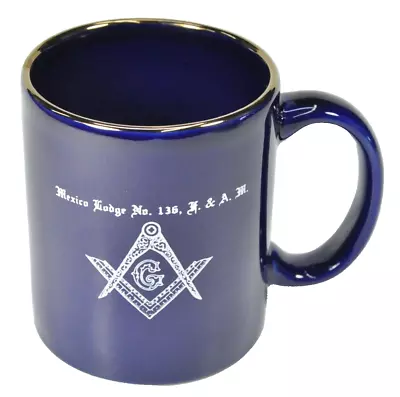 FREE MASONS MEXICO LODGE No. 136 150th ANNIVERSARY CEREMONIES 1848-1998 BLUE MUG • $9.91