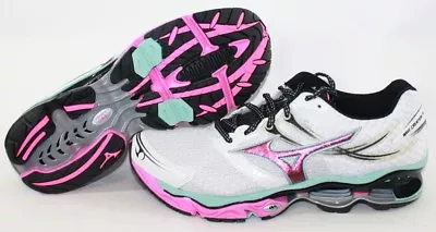 Womens Mizuno Wave Creation 14 White Pink Light Blue Running Sneakers Shoes  • $119.99