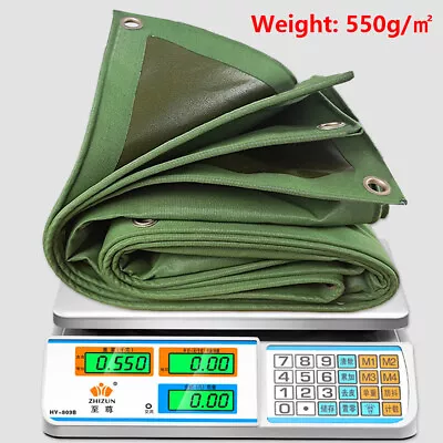 Green Canvas Heavy Duty Cotton Tarpaulin Cover Boat Log Store Roofing Sheet AU • £24.34
