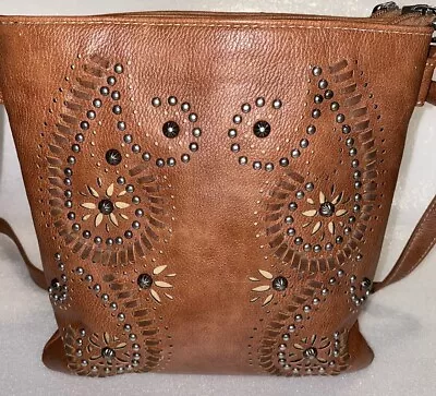 Montana West Brown Paisley Studded Daisy Concealed To Carry Crossbody Bag/Purse • $22