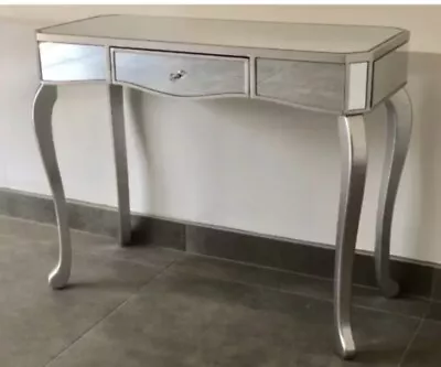 £109.99 • Buy Mirrored 1 Drawer Venetian Dressing Console Table Silver Trim