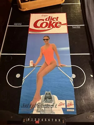 Coca-Cola Vintage Milk Bar Soft Card Sign Coke 89 By 37 Cm Diet Coke Lady Bather • $35