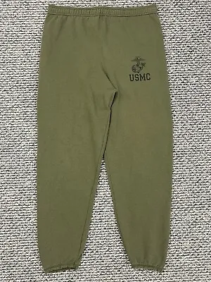 Vintage USMC Sweatpants Adult M Green 90s Marine Military Jogger Cotton USA • $22.95
