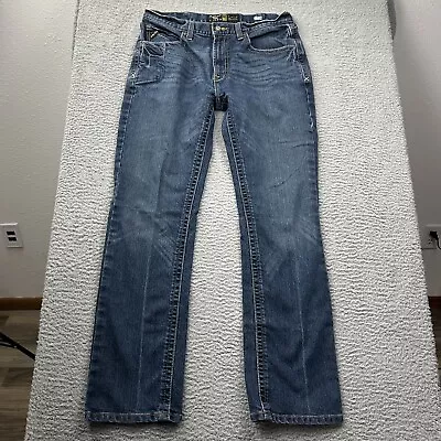 Ariat Rebar M5 Straight Cut Blue Jeans Size 35x34 Mens Measures 35x33 • $39.99