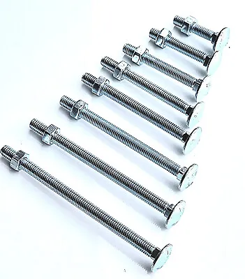 M6 M8 M10 M12 Carriage Bolts & Nuts Coach Screws With Hexagon Nut • £1.99