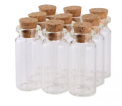 100 10ml Small Mini Glass Bottles With Cork Stopper Tiny Vials For Art Crafts • $22.99