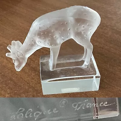 👀rare Vintage Lalique France Leaping Feeding Deer Fawn 3 1/4” Signed🎁 • £185