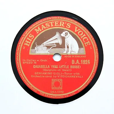 BENIAMINO GIGLI (Tenor)  Casarella / Cancion Moresca  (EE+/E+) HMV DA-1924 [78] • $12.37