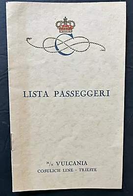 1930 Cosulich Steamship Vulcania Passenger List • $14.95