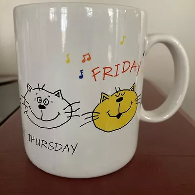 Vintage Hallmark Mugs Cat Faces Monday-Friday Grumpy-Happy Ceramic Coffee Mug • $8.99